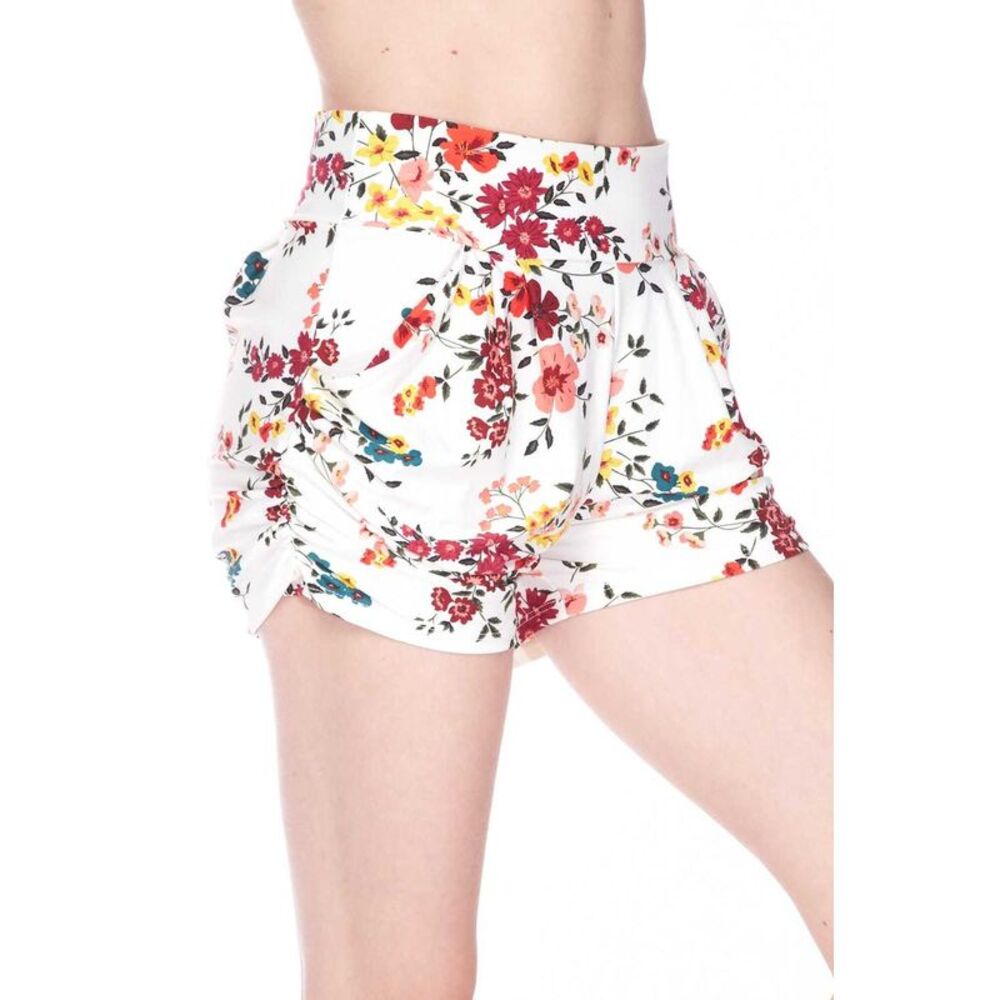 World of Leggings Buttery Smooth Fresh Spring Floral Plus Size Harem Shorts